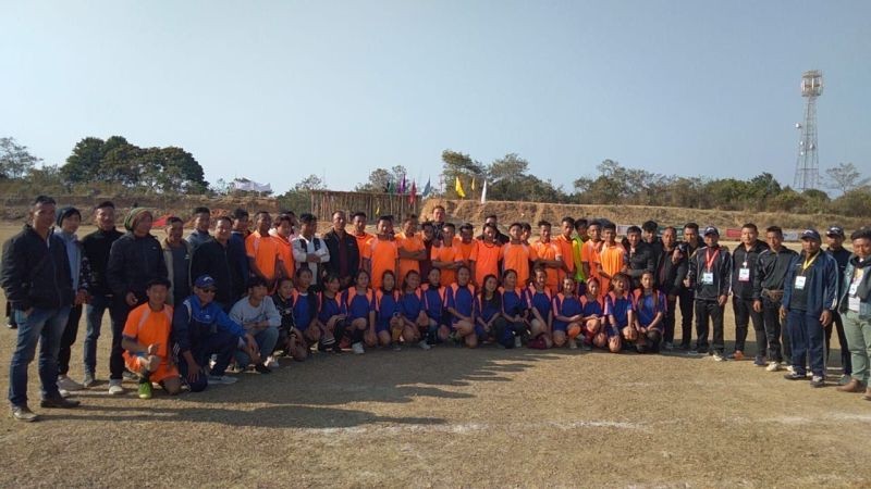 Khütsa village Women’s football champion team with SASA officials on February 13. The village emerged as champions of both Women and Men’s Football of the 38th SASA meet.